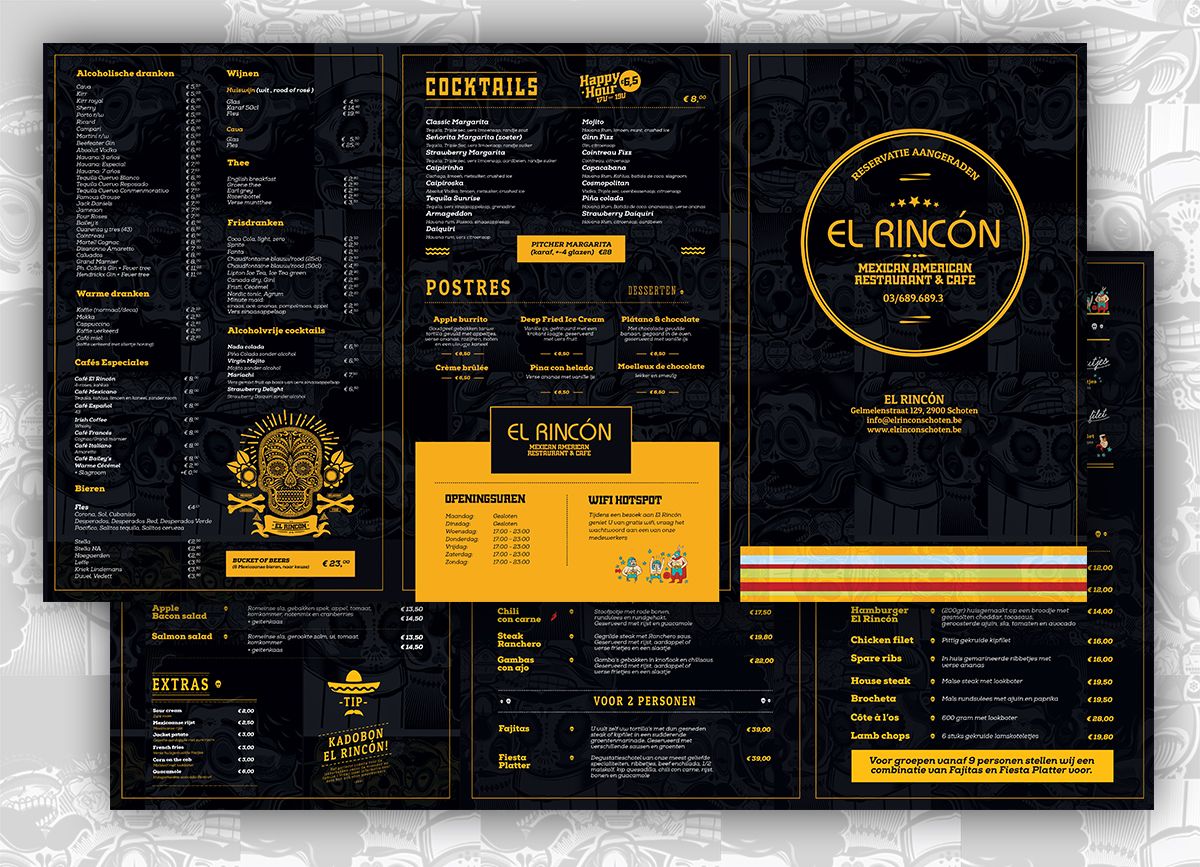 El Rincón printed menu